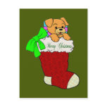 Puppy in Christmas Stocking Post Cards
