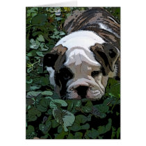 Puppy in the Pansies greeting card cards