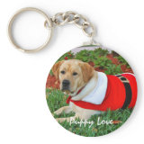 Puppy Love - Puppy in Santa Outfit Keychain