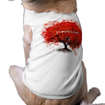 Puppy Love Red Tree With Hearts and Swirls pet clothing by samack Puppy Love Red Tree With Hearts and Swirls pet clothing