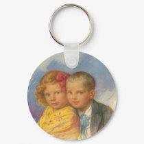 Puppy Love, Vintage Child, Boy & Girl Portrait keychains by KahunaLuna Puppy Love, Vintage Child, Boy & Girl Portrait keychains