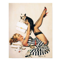 Puppy Lover Pin-up Girl - Retro Pinup Art
