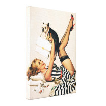 Puppy Lover Pin-up Girl - Retro Pinup Art