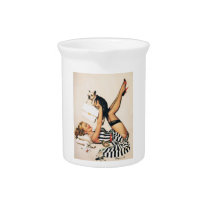 Puppy Lover Pin-up Girl - Retro Pinup Art Pitchers