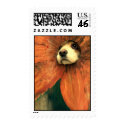 Puppy Peeking Through Fence postage