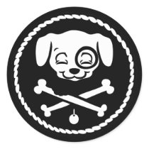 Puppy Pirate Round Stickers