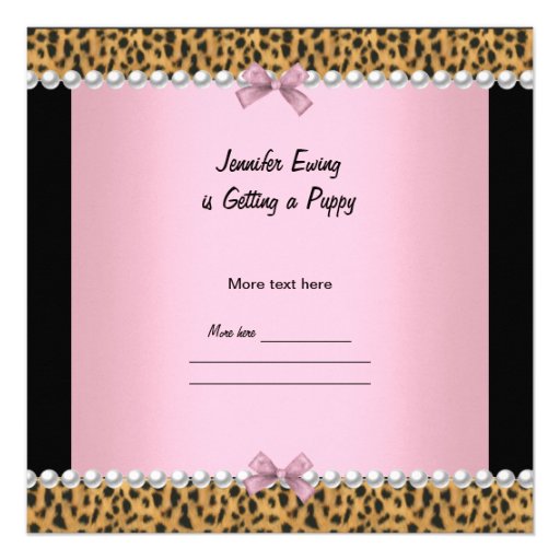 Puppy Shower Cute Dog Pink Leopard Custom Invitations