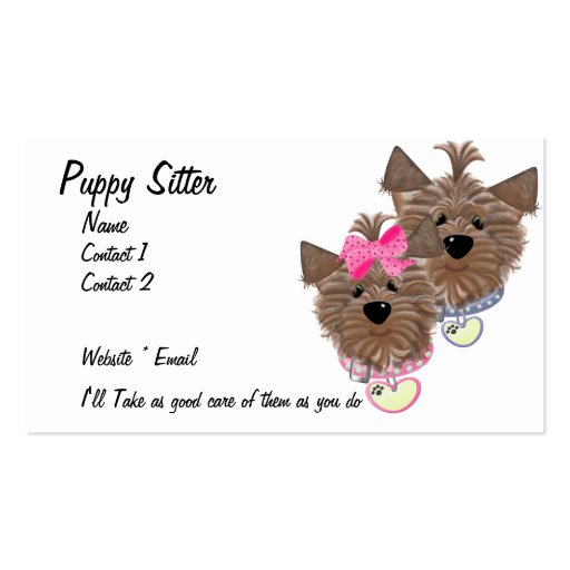 Puppy Sitter Business Card (front side)