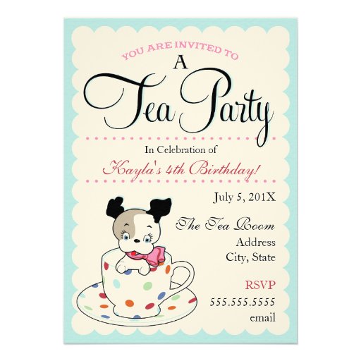 Puppy Tea Party  |  Retro Birthday Invitations