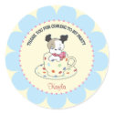 Puppy Tea Party | Retro Favor Stickers sticker