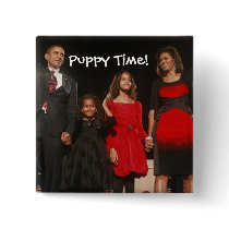 Puppy Time for the Obama Girls buttons by beverlytazangel Puppy Time for the Obama Girls buttons
