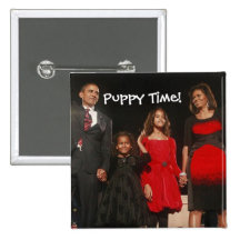 Puppy Time for the Obama Girls Pin