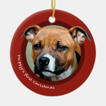 Puppy's First Christmas (American Staffordshire) Ornament