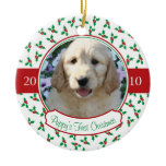 Puppy's First Christmas - Holly & Berries Ornament