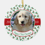 Puppy's First Christmas - Holly & Berries Ornament