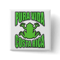 Pura Vida Costa Rica Green Frog buttons by puravida08 Pura Vida Costa Rica Green Frog buttons