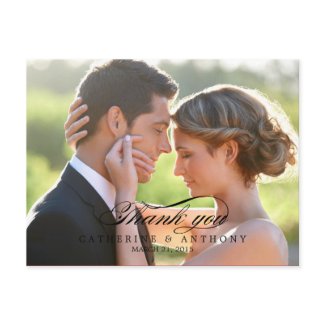 Pure Elegance Wedding Thank You Card - Black Postcards