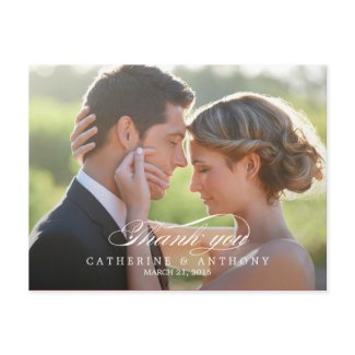 Pure Elegance Wedding Thank You Card - White Postcards
