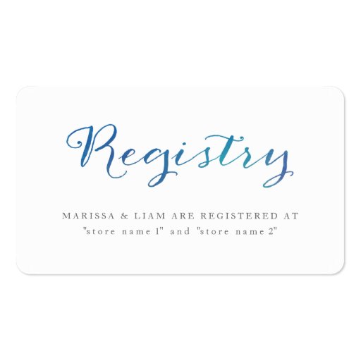 Pure Love Watercolor Registry Cards / Ocean Blue Business Cards