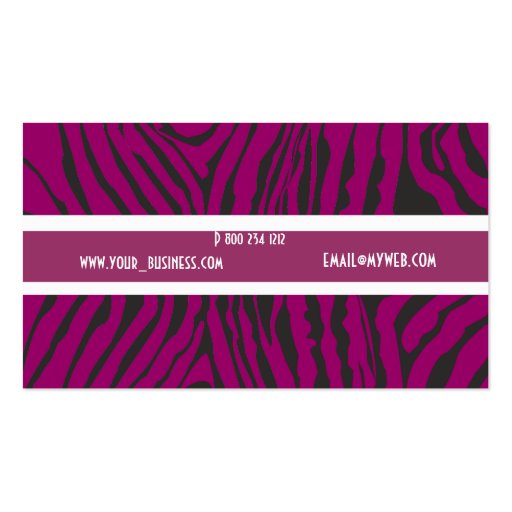 Pure Purple Zebras Pattern Working Professionals Business Card Templates (back side)