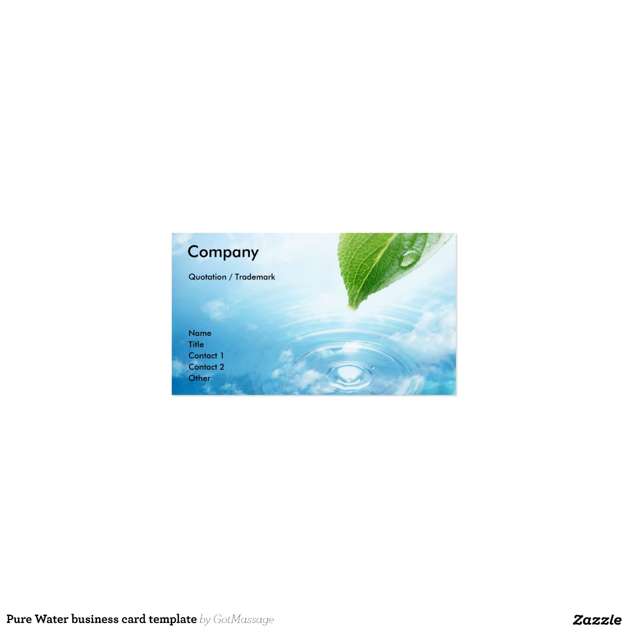 Pure Water business card template Zazzle