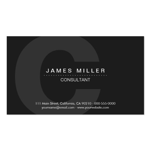 PurePro No4 Dark Gray Business Card Template (front side)