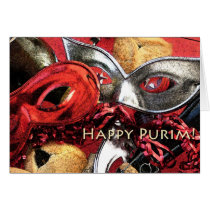 Purim Masks & Hamantashen Card cards
