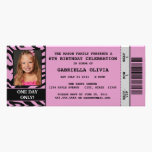 Purpl Zebra Event Ticket Birthday Party Invitation invitations