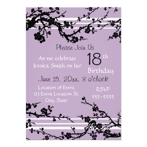 Purple 18th Birthday Party Invitation Card