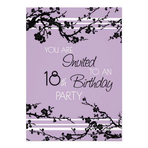 Purple 18th Birthday Party Invitation Card