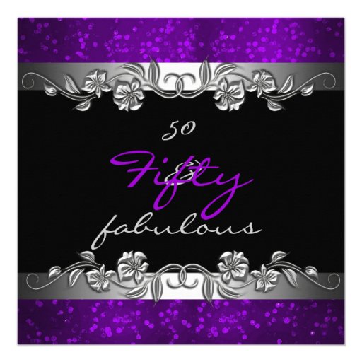 Purple 50 & Fabulous 50th Birthday Party Personalized Announcement