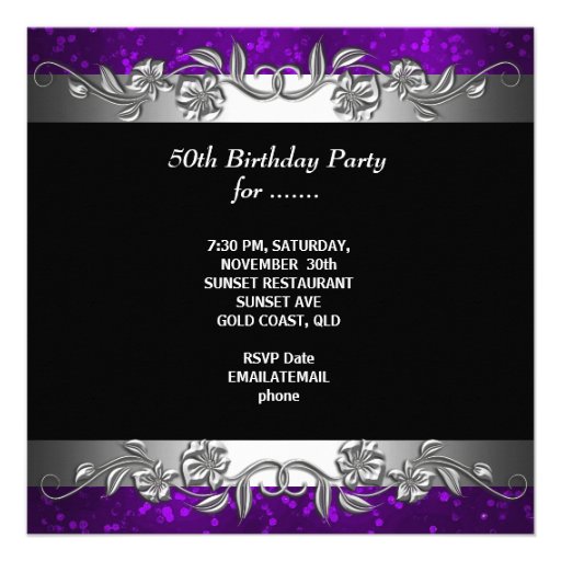 Purple 50 & Fabulous 50th Birthday Party Personalized Announcement