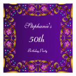 Purple 50th Birthday Party Flower Purple Invitations