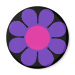 Purple 60's Flower Power Fridge Magnet