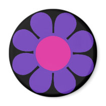 Purple 60's Flower Power Fridge Magnet