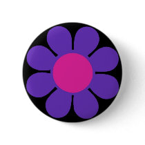 Purple 60's Flower Power Pin buttons by JuJuGarden Purple 60's Flower Power Pin buttons