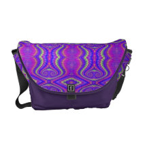 Purple 60's Retro Fractal Pattern Messenger Bag