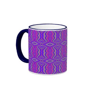 Purple 60&#39;s Retro Fractal Pattern Coffee Mugs