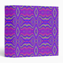 Purple 60's Retro Fractal Pattern Vinyl Binders
