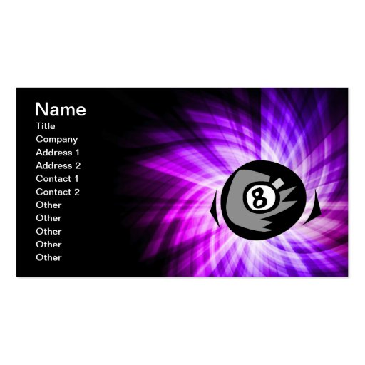 Purple 8 ball business card (front side)