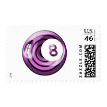Purple 8 ball postage stamps
