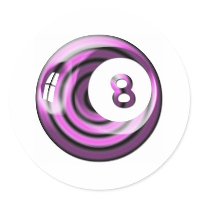 Purple 8 ball round sticker by Groovynet