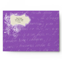 Purple A7 Vintage Script Envelopes