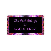 purple abstract bookplate personalized address labels