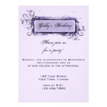 Purple Abstract Floral Birthday Party Invitation