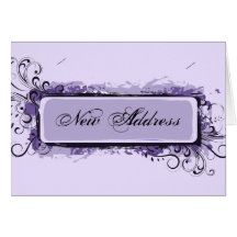 Purple Abstract Floral Change of Address Card