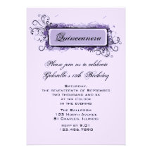 Purple Abstract Floral Quinceanera Invitation