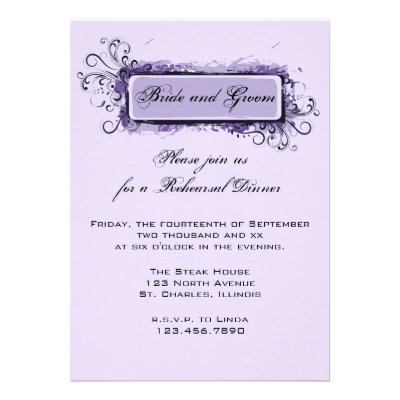 Purple Abstract Floral Rehearsal Dinner Personalized Invite