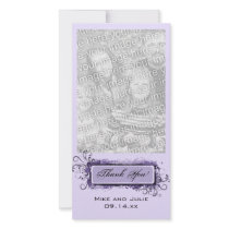 Purple Abstract Floral Thank You Personalized Photo Card