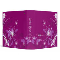 Purple Abstract Flowers Binder